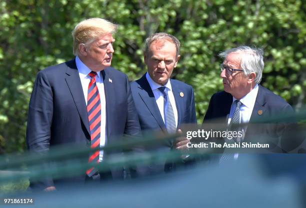 President Donald Trump, European Council President Donald Tusk and European Commission President Jean-Claude Juncker attend the family photo session...