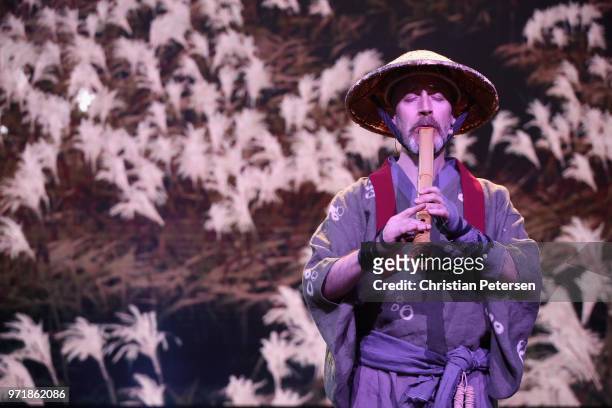 Musician performs during the Sony Playstation E3 conference at LA Center Studios on June 11, 2018 in Los Angeles, California. The E3 Game Conference...