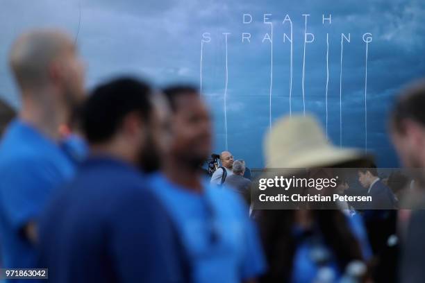 Death Stranding' is advertised during the Sony Playstation E3 conference at LA Center Studios on June 11, 2018 in Los Angeles, California. The E3...