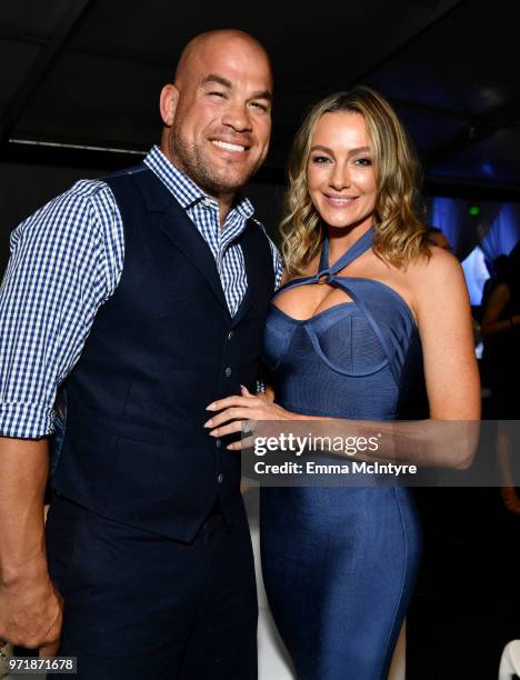 Tito Ortiz and Amber Nichole Miller attend the Fourth Annual Los Angeles Dodgers Foundation Blue Diamond Gala at Dodger Stadium on June 11, 2018 in...