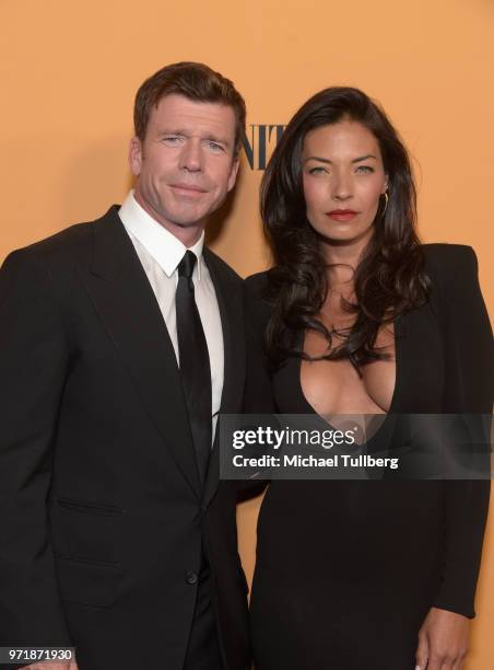 Taylor Sheridan and Nicole Sheridan attend the premiere of Paramount Pictures' "Yellowstone" at Paramount Studios on June 11, 2018 in Hollywood,...