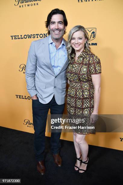 Carter Oosterhouse and Amy Smart attend "Yellowstone" premiere at Paramount Pictures on June 11, 2018 in Los Angeles, California.