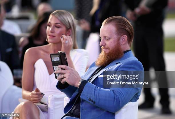 Kourtney Turner and Justin Turner attend the Fourth Annual Los Angeles Dodgers Foundation Blue Diamond Gala at Dodger Stadium on June 11, 2018 in Los...