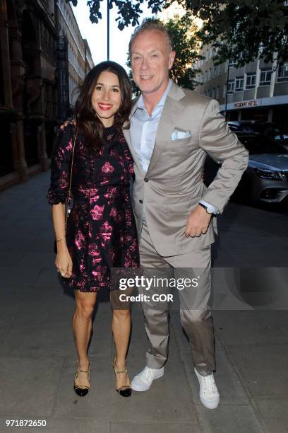 Gary Kemp and Lauren Barber seen arriving at GQ dinner in Holborn on June 11, 2018 in London, England.