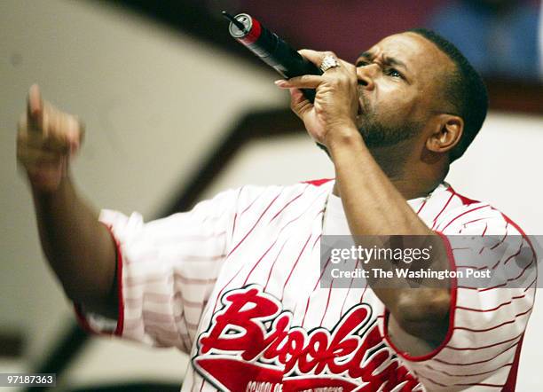 Kevin Clark\ The Washington Post Neg #: 157889 Fort Washington, MD Eric Dolford AKA 'Water' raps an inspirational tune during the "Enough is Enough"...