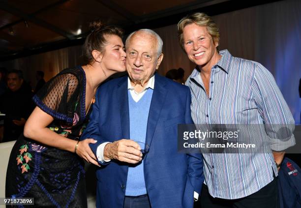 Ann Meyers Drysdale, Tommy Lasorda and Drew Drysdale attend the Fourth Annual Los Angeles Dodgers Foundation Blue Diamond Gala at Dodger Stadium on...