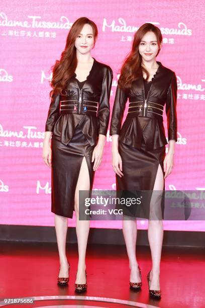 Actress Tang Yan attends her wax figure unveiling ceremony at Madame Tussauds on June 11, 2018 in Shanghai, China.