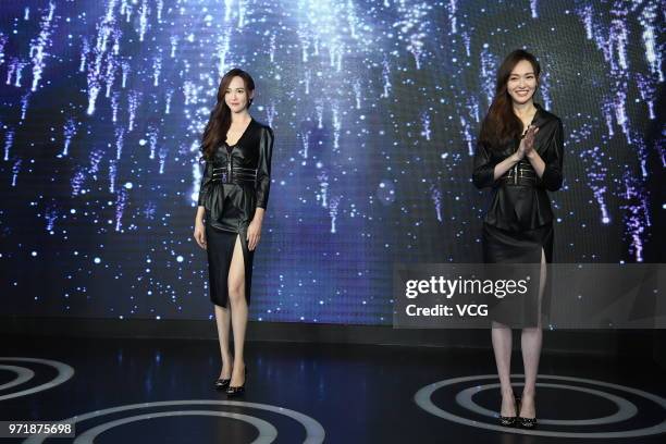 Actress Tang Yan attends her wax figure unveiling ceremony at Madame Tussauds on June 11, 2018 in Shanghai, China.