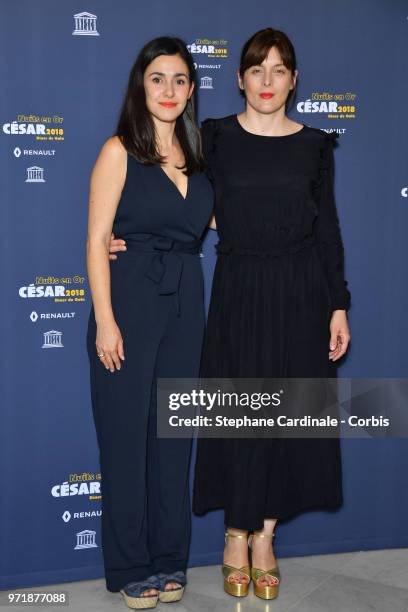 Alice Vial and Valerie Donzelli attend the 'Les Nuits En Or 2018' dinner gala at UNESCO on June 11, 2018 in Paris, France.