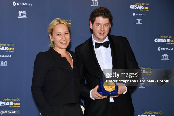 Actress Emmanuelle Bercot and Jan-Eric Mack attend the 'Les Nuits En Or 2018' dinner gala at UNESCO on June 11, 2018 in Paris, France.