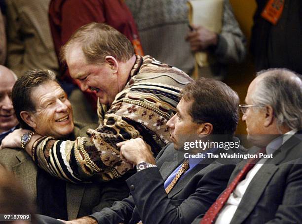 01/08/04 PHOTO BY : JOEL RICHARDSON 151053 REDSKINS PARK ,,, JOE BUGEL , JOE JACOBY , VINNY CERRATO , AND FRED DRASNER AT GIBBS NEWS CONFERENCE