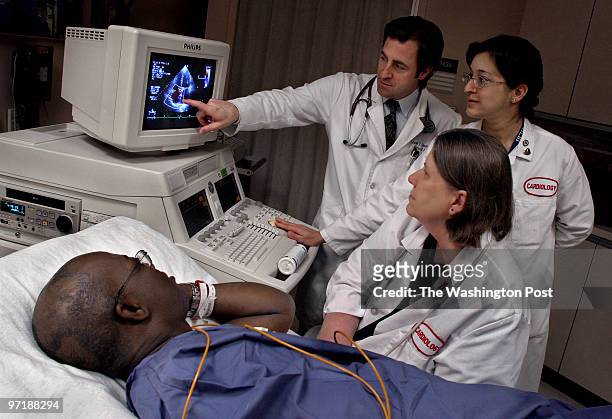 Richard Watkins is suffering from complications caused by Sickle cell disease. Here he's getting an echo-cardiogram in which doctors are looking at...