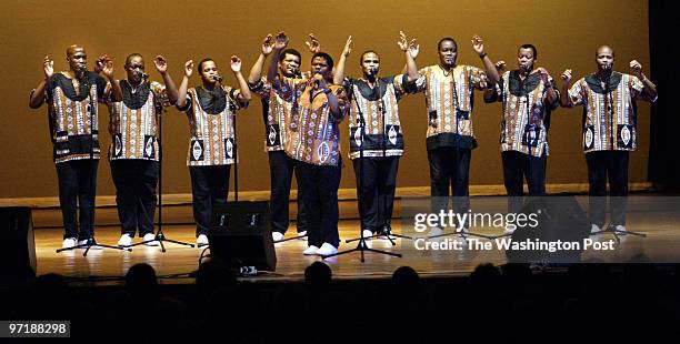 Aa-dance4 2/25/04 Annapolis, Md Mark Gail_TWP Joseph Shabalala and the rest of the South African singing group Ladysmith Black Mambazo performed...