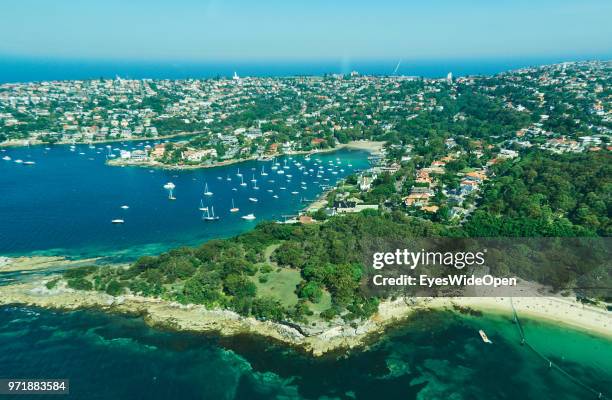 Aerial view of sailing boats and the northern bays on November 25, 2015 in Sydney, Australia.