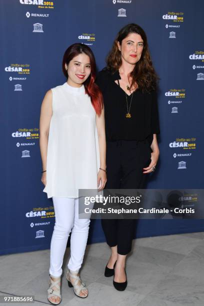 Yi-Shan Lee and Stephanie Di Giusto attend the 'Les Nuits En Or 2018' dinner gala at UNESCO on June 11, 2018 in Paris, France.