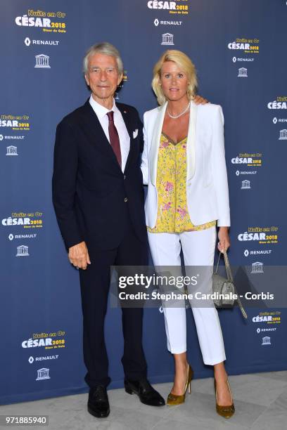 Jean Claude Narcy and Alice Bertheaume attend the 'Les Nuits En Or 2018' dinner gala at UNESCO on June 11, 2018 in Paris, France.