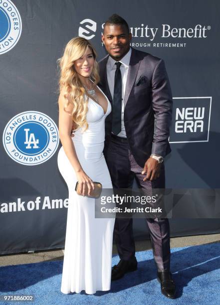 Andrea de la Torre and Yasiel Puig attend the 4th Annual Los Angeles Dodgers Foundation Blue Diamond Gala at Dodger Stadium on June 11, 2018 in Los...
