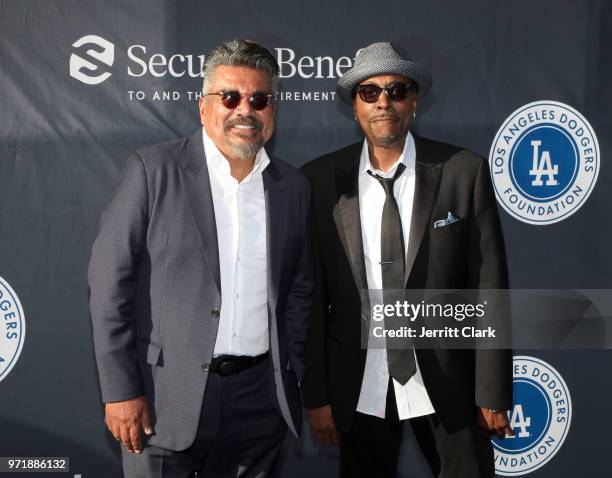 George Lopez and Arsenio Hall attends the 4th Annual Los Angeles Dodgers Foundation Blue Diamond Gala at Dodger Stadium on June 11, 2018 in Los...