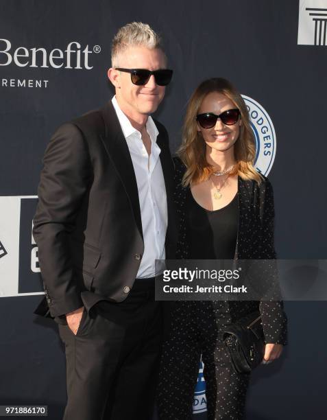 Chase Utley and Jennifer Utley attend the 4th Annual Los Angeles Dodgers Foundation Blue Diamond Gala at Dodger Stadium on June 11, 2018 in Los...