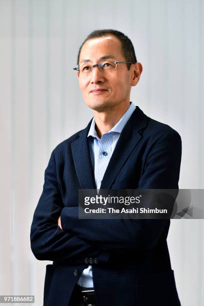 Kyoto University Center For iPS Cell Research And Application Director Shinya Yamanaka speaks during the Asahi Shimbun interview on May 29, 2018 in...