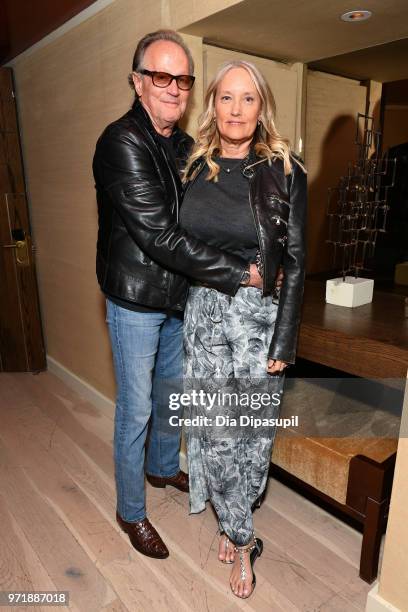 Peter Fonda and Margaret DeVogelaere attend the "Boundaries" New York screening after party at The Roxy Cinema on June 11, 2018 in New York City.