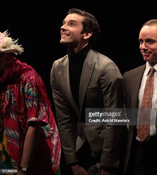 Actor Michael Urie performs during the off-Broadway opening night of "The Temperamentals" at New World Stages on February 28, 2010 in New York City.