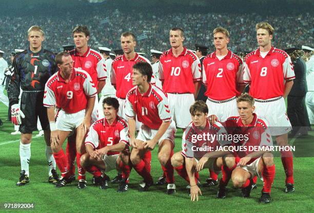 Photo de l'équipe du Danemark prise le 11 octobre à Athènes, adversaire de l"équipe de France dans le groupe C, qui jouera contre les Tricolores le...