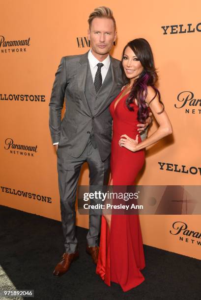 Brian Tyler and Sofie McCue attend the premiere of Paramount Pictures' "Yellowstone" at Paramount Studios on June 11, 2018 in Hollywood, California.