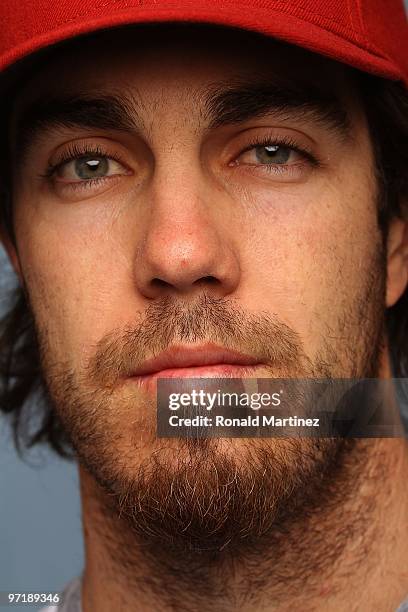 Dan Haren of the Arizona Diamondbacks poses for a photo during Spring Training Media Photo Day at Tucson Electric Park on February 27, 2010 in...