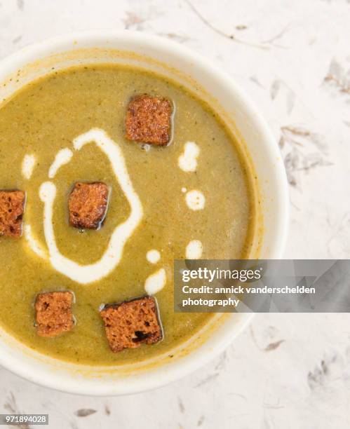 paprika courgette soup. - courgette stock pictures, royalty-free photos & images