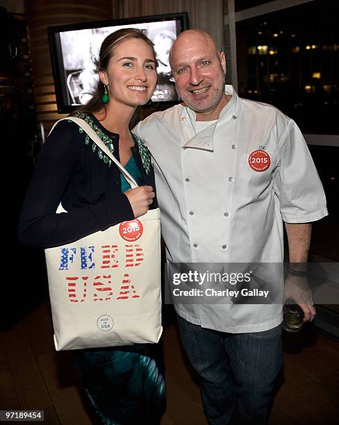 Model/designer Lauren Bush and chef Tom Colicchio attend the FEED Foundation/Hungry In America project benefit hosted by Vanity Fair held at Craft...