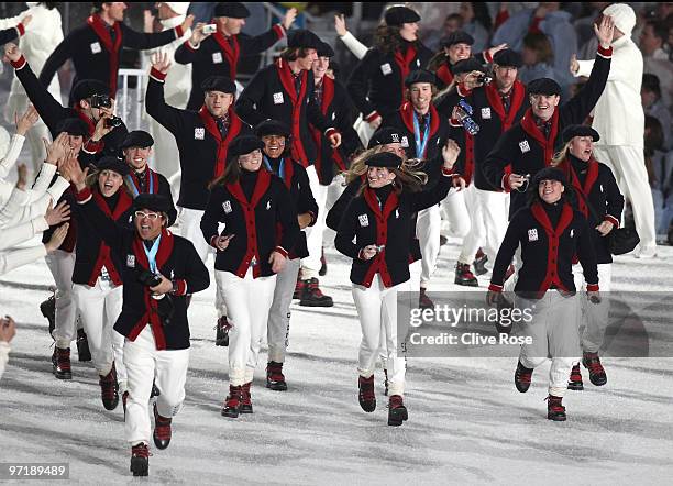 The United States Team walks through the stadium during the Closing Ceremony of the Vancouver 2010 Winter Olympics at BC Place on February 28, 2010...