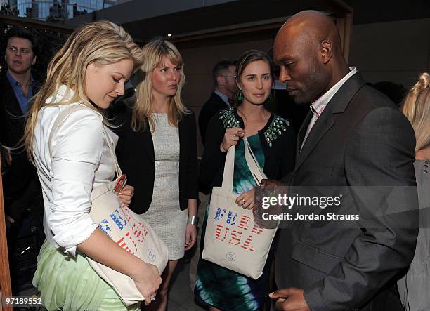 Actress Ali Larter, Ellen Gustafson, Model Lauren Bush and Actor Jimmy Jean-Louis arrive at the FEED Foundation/Hungry In America project benefit...