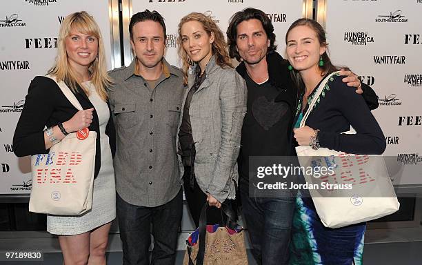 Ellen Gustafson, actor David Arquette, actress Elizabeth Berkley, Greg Lauren, and model/designer Lauren Bush arrive at the FEED Foundation/Hungry In...