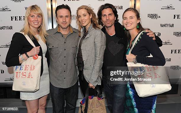 Ellen Gustafson, actor David Arquette, actress Elizabeth Berkley, actor Greg Lauren and model Lauren Bush arrive at the FEED Foundation/Hungry In...