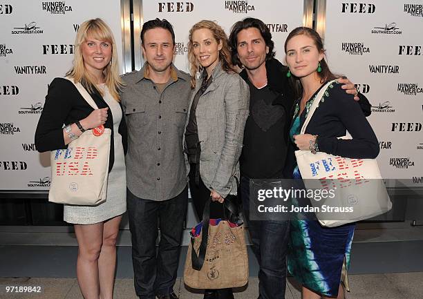 Ellen Gustafson, actor David Arquette, actress Elizabeth Berkley, Greg Lauren, and model/designer Lauren Bush arrive at the FEED Foundation/Hungry In...