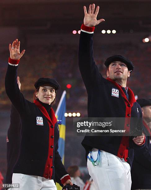 United States athletes enter the stadium during the Closing Ceremony of the Vancouver 2010 Winter Olympics at BC Place on February 28, 2010 in...