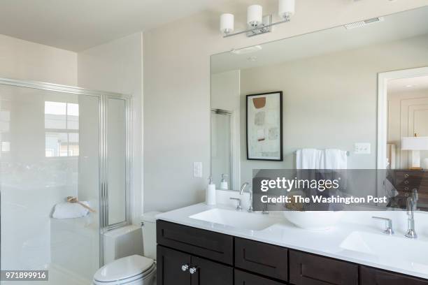 Master Bath in the Annapolis model home at Mateny Hill on June 1, 2018 in Germntown Maryland.