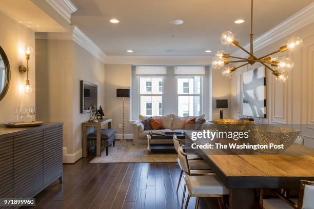 Dining and Living area in the Annapolis model home at Mateny Hill on June 1, 2018 in Germntown Maryland.