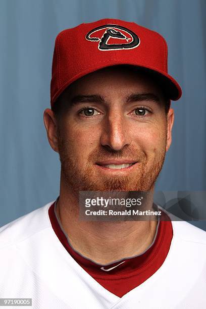 Adam LaRoche of the Arizona Diamondbacks poses for a photo during Spring Training Media Photo Day at Tucson Electric Park on February 27, 2010 in...