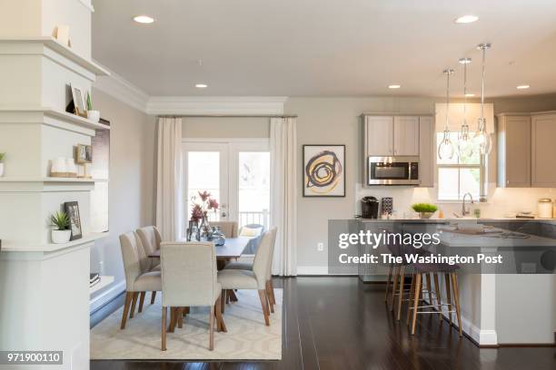 Kitchen and Dining area in the Arlington model home at Mateny Hill on June 1, 2018 in Germntown Maryland.