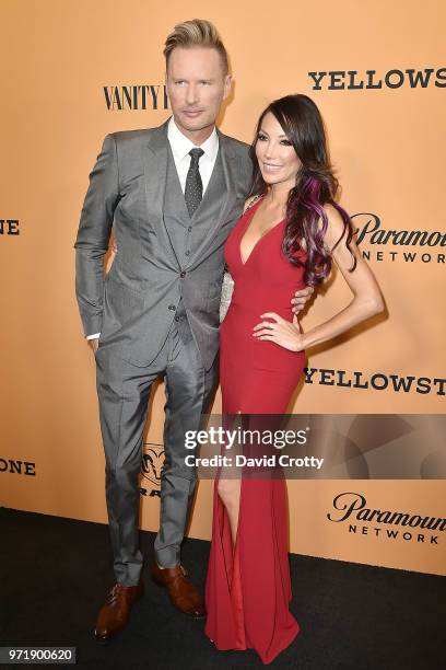 Brian Tyler and Guest attend the "Yellowstone" World Premiere at Paramount Studios on June 11, 2018 in Los Angeles, California.