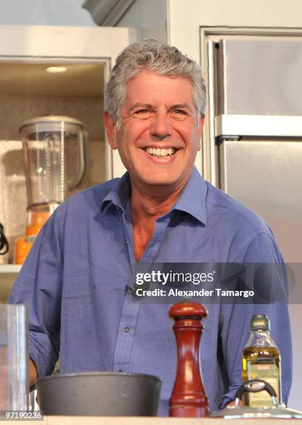 Anthony Bourdain attends the 2010 South Beach Wine and Food Festival Grand Tasting Village on February 28, 2010 in Miami Beach, Florida.