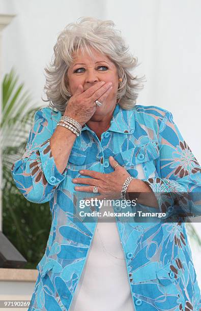 Paula Deen attends the 2010 South Beach Wine and Food Festival Grand Tasting Village on February 28, 2010 in Miami Beach, Florida.