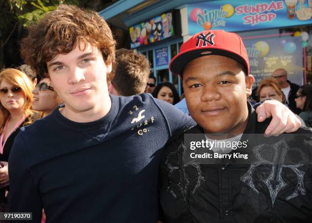 Actors Jake White and Kyle Massey attend Pink's Grand Opening at Knott's Berry Farm on February 28, 2010 in Buena Park, California.