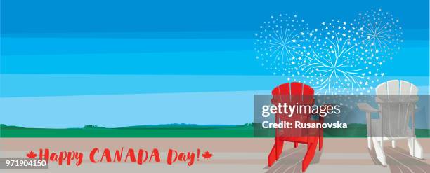 happy canada day! - adirondack chair stock illustrations