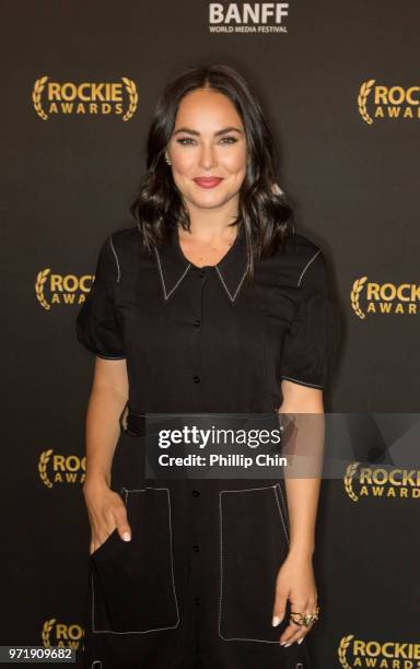 Etalk" Host and Rocky Awards Presenter Chloe Wilde at the 2018 Rocky Awards Program Competition Ceremony Host pose at the Banff World Media Festival...