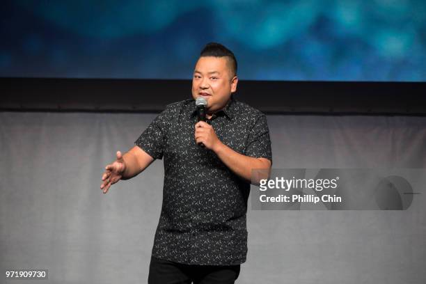 Kim's Convenience" actor Andrew Phung host the 2018 Rocky Awards Program Competition Ceremony at the Banff World Media Festival in the Fairmont Banff...