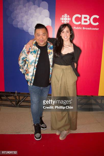 Kim's Convenience" TV show actor Andrew Phung and "Workin' Moms" TV show creator Catherine Reitman attend the CBC Radio Canada opening reception at...