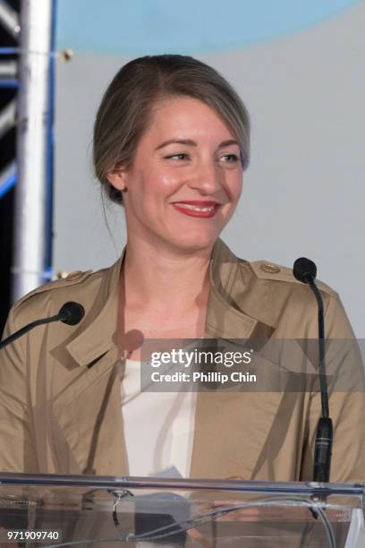 The Honourable Melanie Joly, Minister of Canadian Heritage, Government of Canada delivers the Opening Keynote at the Banff World Media Festival in...